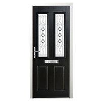 Wickes Malton Composite Door Black 2 Panel 2100 x 840mm Right Opening