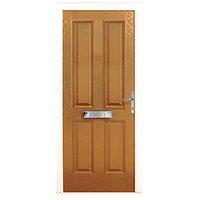 Wickes London Composite Door Oak 4 Panel 2100 x 840mm Left Opening