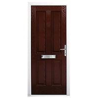 Wickes London Composite Door Rosewood 4 Panel 2100 x 840mm Left Opening