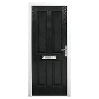 Wickes London Composite Door Black 4 Panel 2100 x 840mm Left Opening