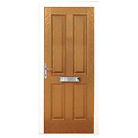 Wickes London Composite Door Oak 4 Panel 2100 x 840mm Right Opening