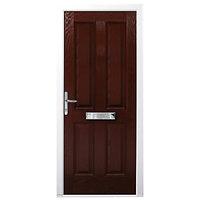 Wickes London Composite Door Rosewood 4 Panel 2100 x 840mm Right Opening