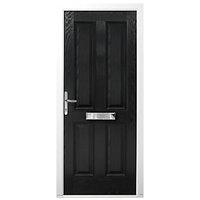 Wickes London Composite Door Black 4 Panel 2100 x 840mm Right Opening