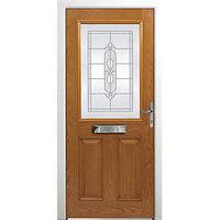 Wickes Avon Composite Door Oak 2 Panel 2100 x 840mm Left Opening