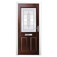 Wickes Avon Composite Door Rosewood 2 Panel 2100 x 840mm Left Opening