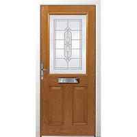 Wickes Avon Composite Door Oak 2 Panel 2100 x 840mm Right Opening