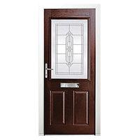 Wickes Avon Composite Door Rosewood 2 Panel 2100 x 840mm Right Opening