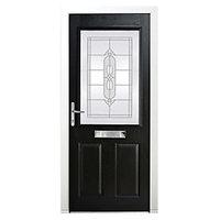 Wickes Avon Composite Door Black 2 Panel 2100 x 840mm Right Opening