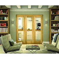 Wickes Belgrave Internal Folding 3 Door Set Oak Veneer 1 Lite 2074 x 2390mm