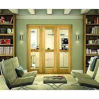 wickes belgrave internal folding 3 door set oak veneer 1 lite 2074 x 2 ...