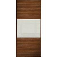 Wickes Sliding Wardrobe Door Wideline Walnut Panel & Soft White Glass 2220 x 610mm