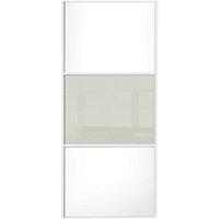 Wickes Sliding Wardrobe Door Wideline White Panel & Soft White Glass 2220 x 610mm