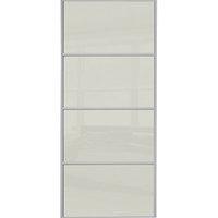 Wickes Sliding Wardrobe Door Silver Framed Four Panel Soft White Glass 2220 x 762mm