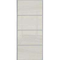 Wickes Sliding Wardrobe Door Silver Framed Four Panel Soft White Glass 2220 x 610mm