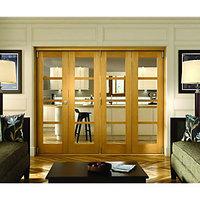 Wickes Belgrave Internal Folding 4 Door Set Oak Veneer 4 Lite 2074 x 2990mm