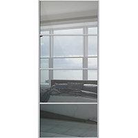 wickes sliding wardrobe door silver framed four panel mirror 2220 x 61 ...