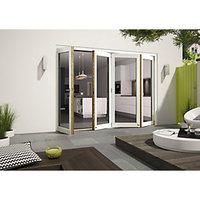 wickes cairo external folding door set aluminium clad white 10ft wide  ...