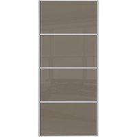 Wickes Sliding Wardrobe Door Silver Framed Four Panel Cappuccino Glass 2220 x 914mm