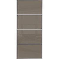 Wickes Sliding Wardrobe Door Silver Framed Four Panel Cappuccino Glass 2220 x 762mm