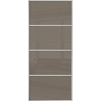 Wickes Sliding Wardrobe Door Silver Framed Four Panel Cappuccino Glass 2220 x 610mm