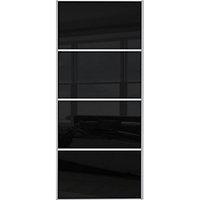 wickes sliding wardrobe door silver framed four panel black glass 2220 ...