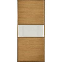 Wickes Sliding Wardrobe Door Fineline Oak Panel & Soft White Glass 2220 x 762mm