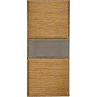 Wickes Sliding Wardrobe Door Fineline Oak Panel & Cappuccino Glass 2220 x 914mm