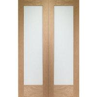 Wickes Oxford Glazed Internal Rebated Oak Veneer Door Pair 1981x1168mm