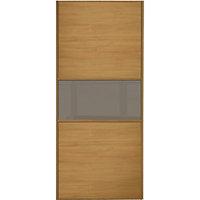 Wickes Sliding Wardrobe Door Fineline Oak Panel & Cappuccino Glass 2220 x 762mm