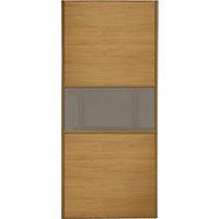 Wickes Sliding Wardrobe Door Fineline Oak Panel & Cappuccino Glass 2220 x 610mm