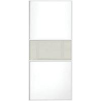 Wickes Sliding Wardrobe Door Fineline White Panel & Soft White Glass 2220 x 762mm