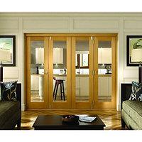 Wickes Belgrave Internal Folding 4 Door Set Oak Veneer 1 Lite 2074 x 2990mm