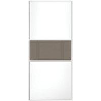Wickes Sliding Wardrobe Door Fineline White Panel & Cappuccino Glass 2220 x 610mm