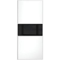 wickes sliding wardrobe door fineline white panel black glass 2220 x 7 ...