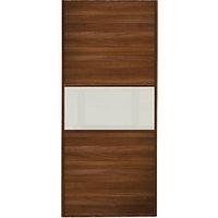 Wickes Sliding Wardrobe Door Fineline Walnut Panel & Soft White Glass 2220 x 762mm