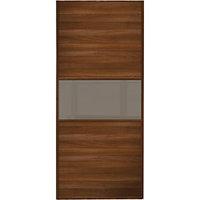 Wickes Sliding Wardrobe Door Fineline Walnut Panel & Cappuccino Glass 2220 x 914mm