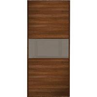 Wickes Sliding Wardrobe Door Fineline Walnut Panel & Cappuccino Glass 2220 x 762mm
