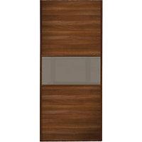Wickes Sliding Wardrobe Door Fineline Walnut Panel & Cappuccino Glass 2220 x 610mm
