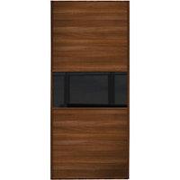 wickes sliding wardrobe door fineline walnut panel black glass 2220 x  ...
