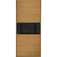 Wickes Sliding Wardrobe Door Fineline Oak Panel & Black Glass 2220 x 914mm