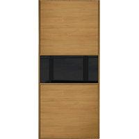 wickes sliding wardrobe door fineline oak panel black glass 2220 x 762 ...