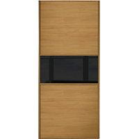 Wickes Sliding Wardrobe Door Fineline Oak Panel & Black Glass 2220 x 610mm