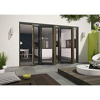 Wickes Cairo External Folding Door Set Aluminium-clad Grey 12ft Wide Reversible