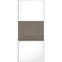Wickes Sliding Wardrobe Door Wideline White Panel & Cappuccino Glass 2220 x 914mm