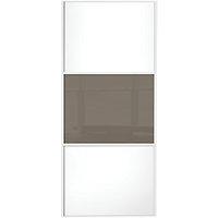 wickes sliding wardrobe door wideline white panel cappuccino glass 222 ...