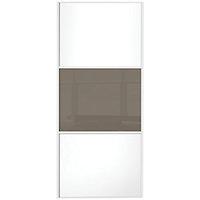 Wickes Sliding Wardrobe Door Wideline White Panel & Cappuccino Glass 2220 x 762mm