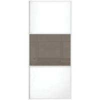 wickes sliding wardrobe door wideline white panel cappuccino glass 222 ...