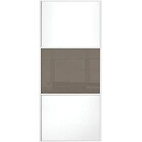 Wickes Sliding Wardrobe Door Wideline White Panel & Cappuccino Glass 2220 x 610mm