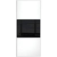 wickes sliding wardrobe door wideline white panel black glass 2220 x 9 ...