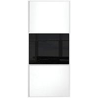 wickes sliding wardrobe door wideline white panel black glass 2220 x 7 ...